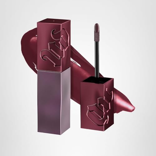 Urban Decay Vice Lip Bond Give Em Backtalk mauve nude shade on lips, versatile everyday color.