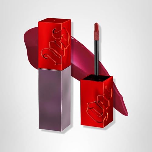 Urban Decay Vice Lip Bond Merlot Red close-up showcases rich payoff and shine.