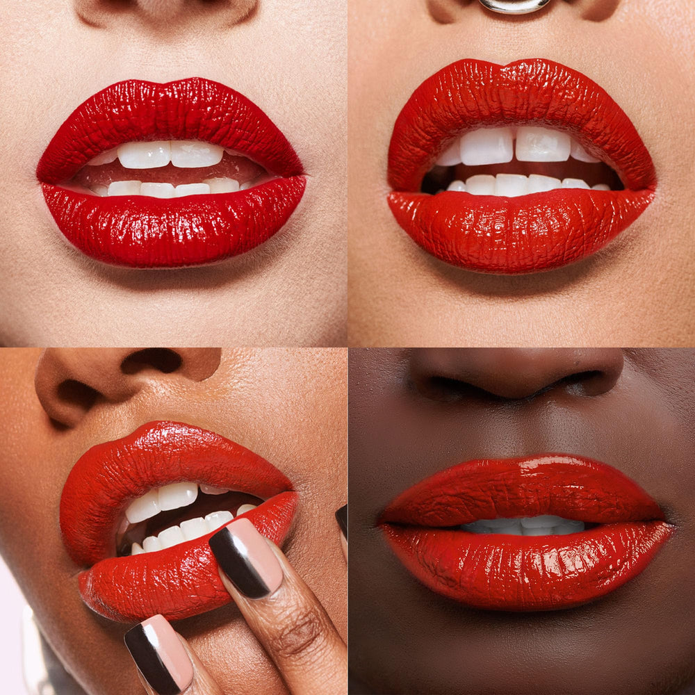 Urban Decay Vice Lip Bond Text 'Em nude swatch demonstrates comfortable, lasting gloss