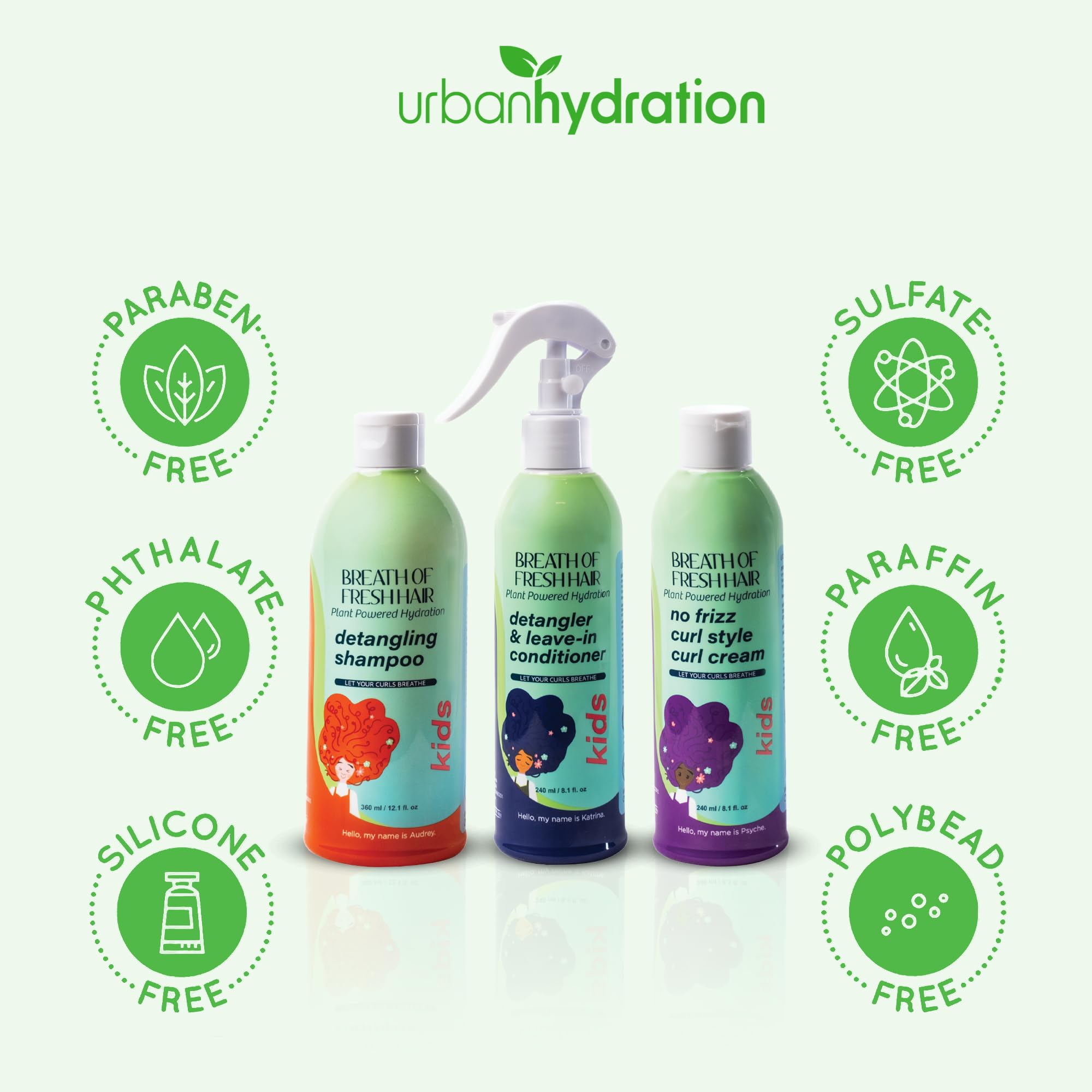 Urban Hydration Breath of Fresh Hair conditioner bottle suggests detangling and smoothness for easy styling