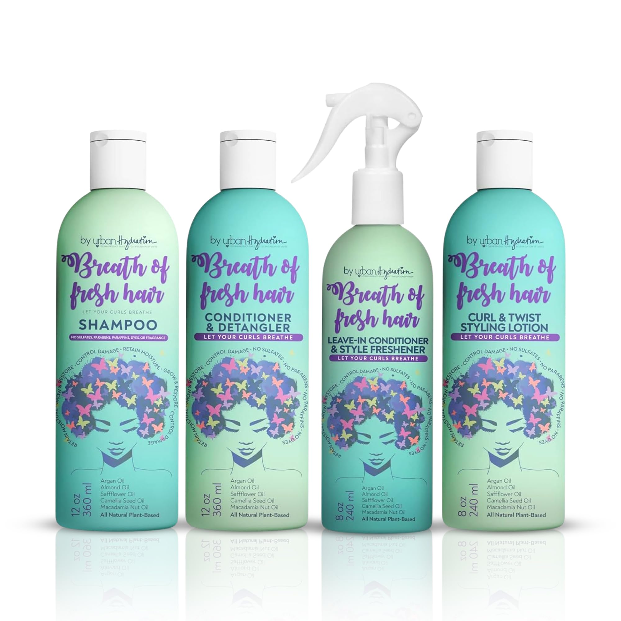 Urban Hydration Breath of Fresh Hair shampoo bottle showing hydrating formula for breakage prevention