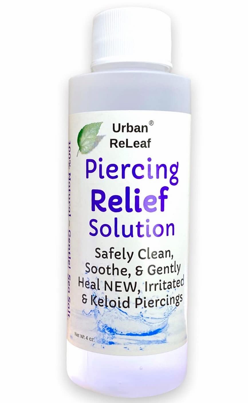 Urban ReLeaf Piercing Relief bottle ready for gentle aftercare and soothing cleansing