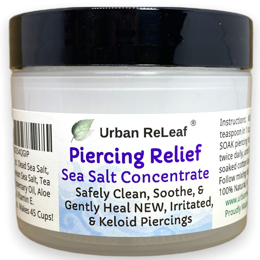 Urban ReLeaf Piercing Relief bottle-concentrated aftercare for soothing piercings.