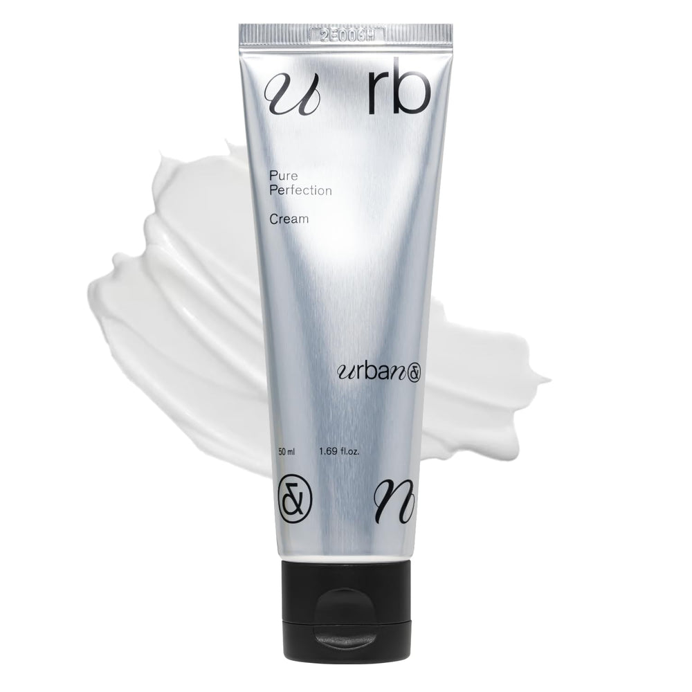 Urbanand Pure Perfection Cream tube demonstrates fragrance-free moisture for dry, sensitive skin.