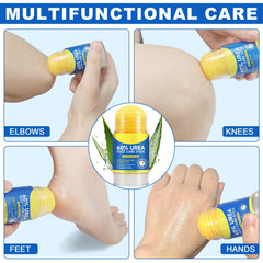 Urea foot cream before-after image illustrating smoother, hydrated feet