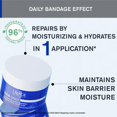 Uriage Cica-Daily Cream texture close-up reveals lightweight formula for sensitive skin.