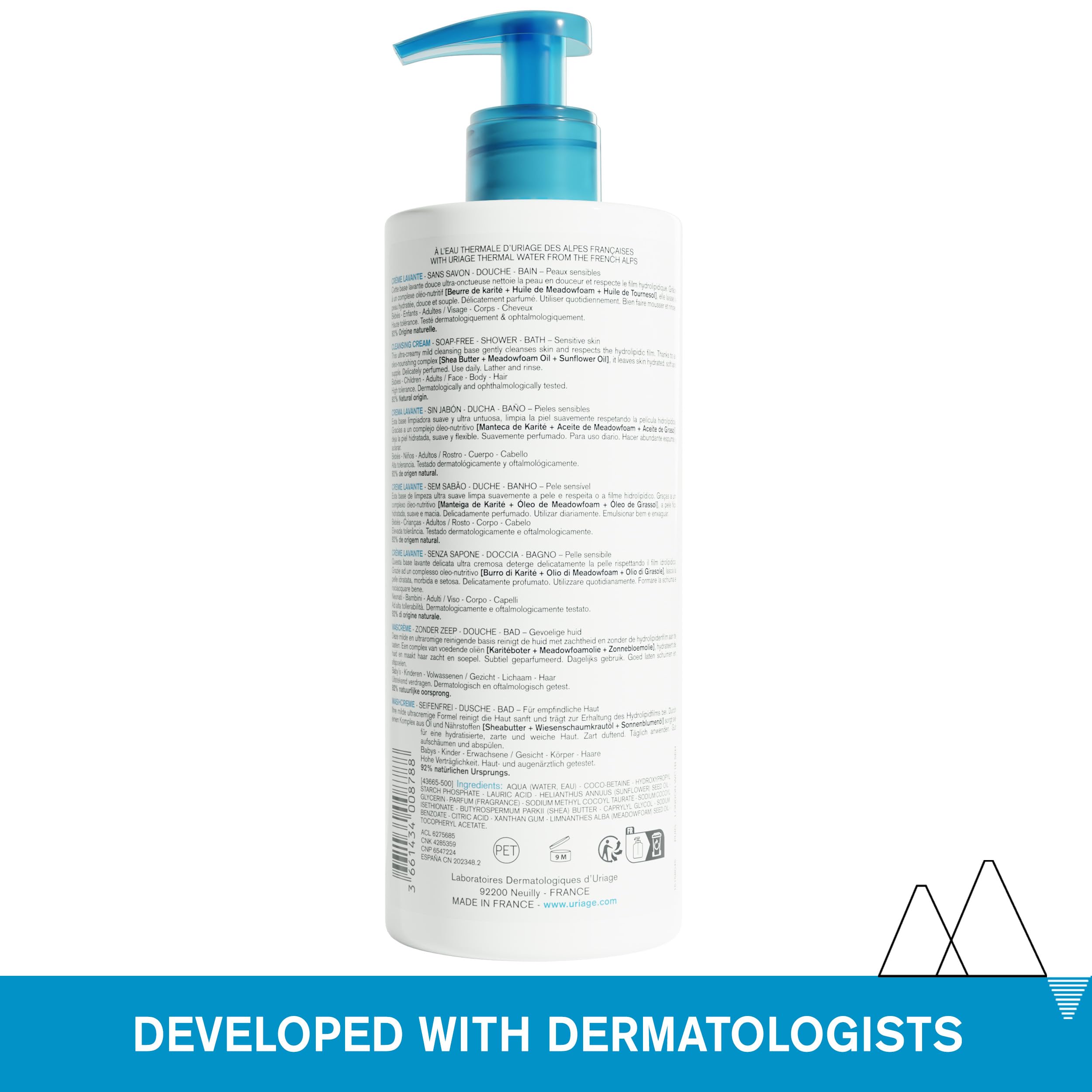 Uriage cleanser foam close-up shows rich lather for comfortable cleansing