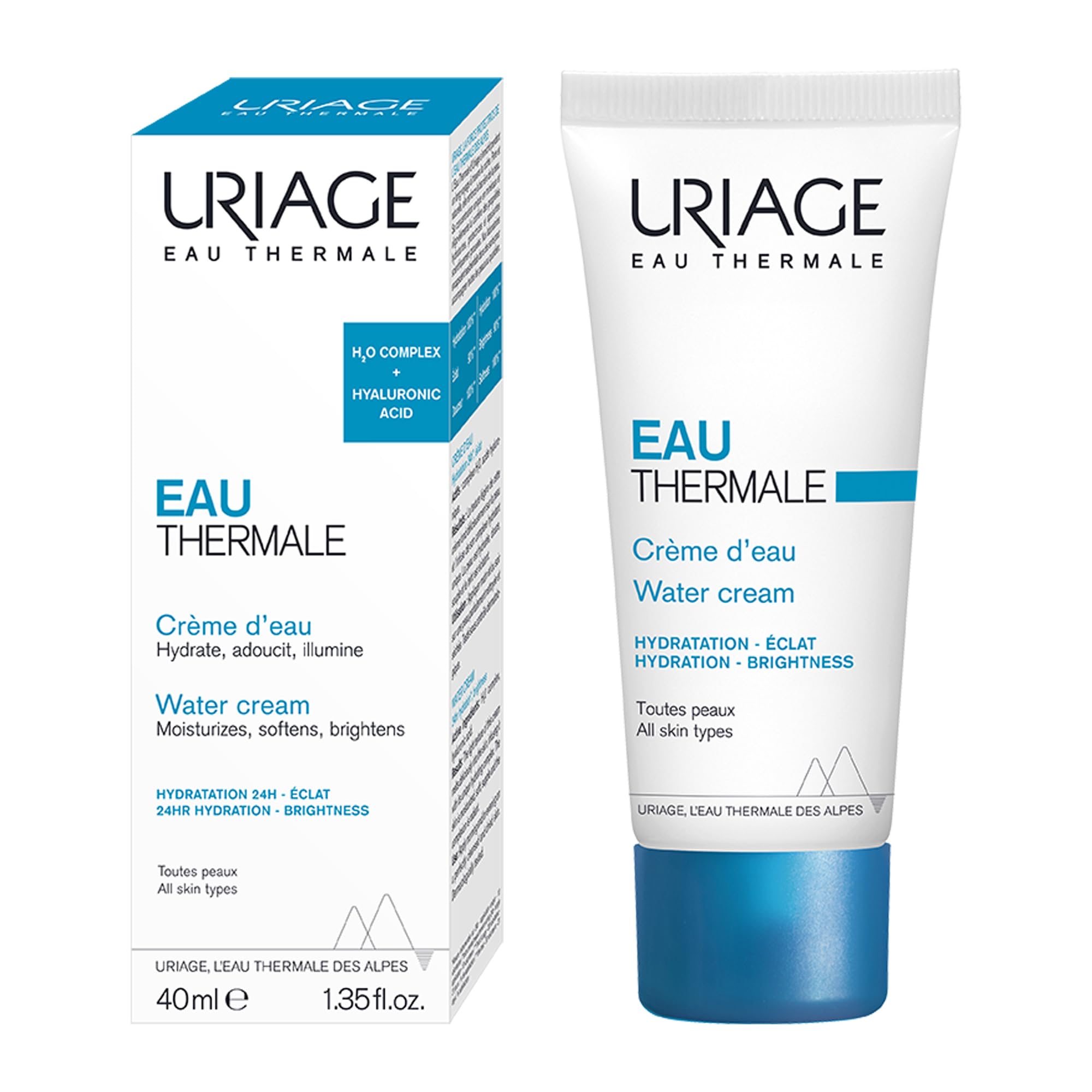 Close-up of face applying Uriage Cream with a light floral scent