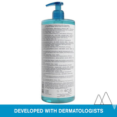 Uriage Extra-Rich Gel texture closeup highlights creamy lather for daily cleansing.