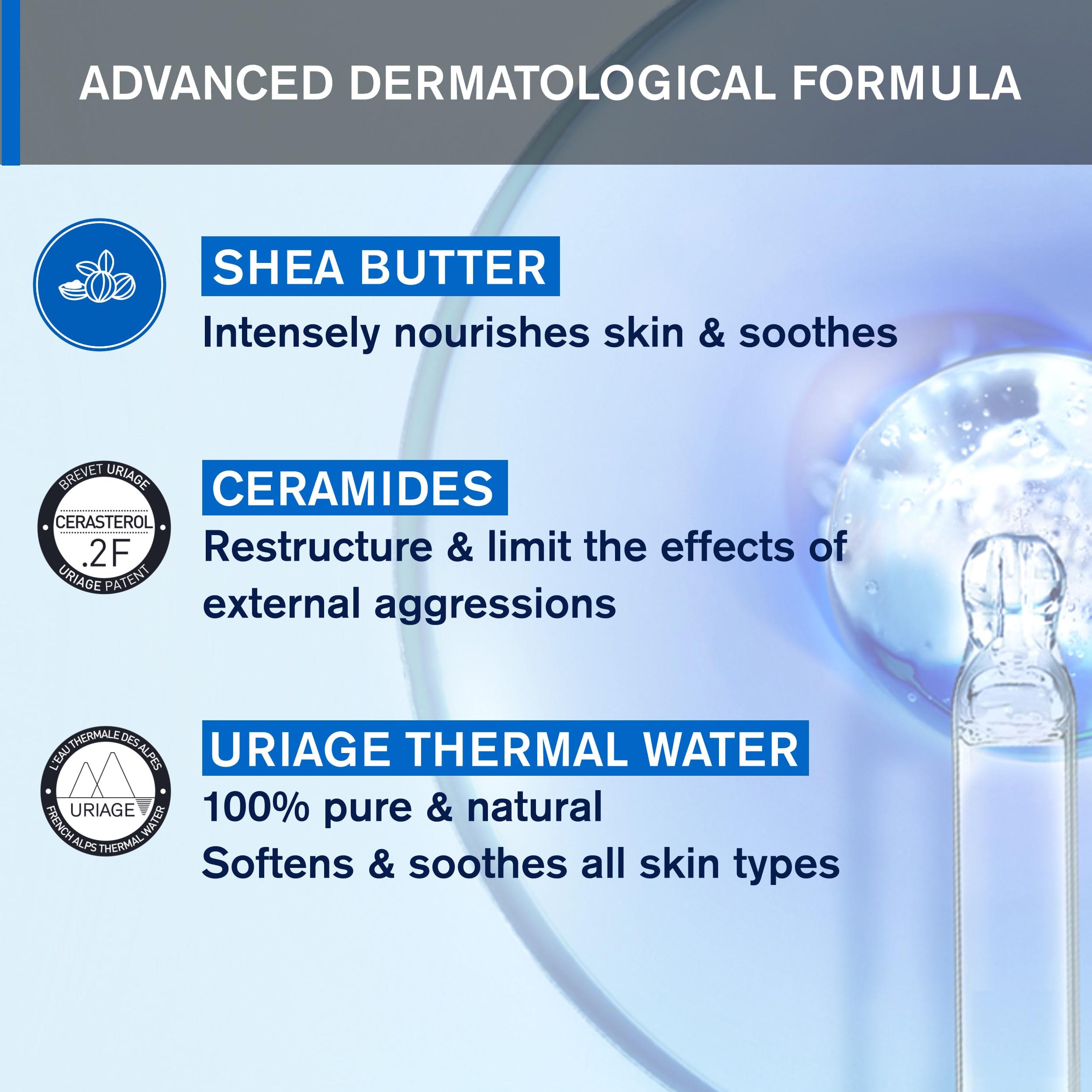 Uriage Gentle Cleansing Syndet fragrance-free-label communicates irritation-free formula
