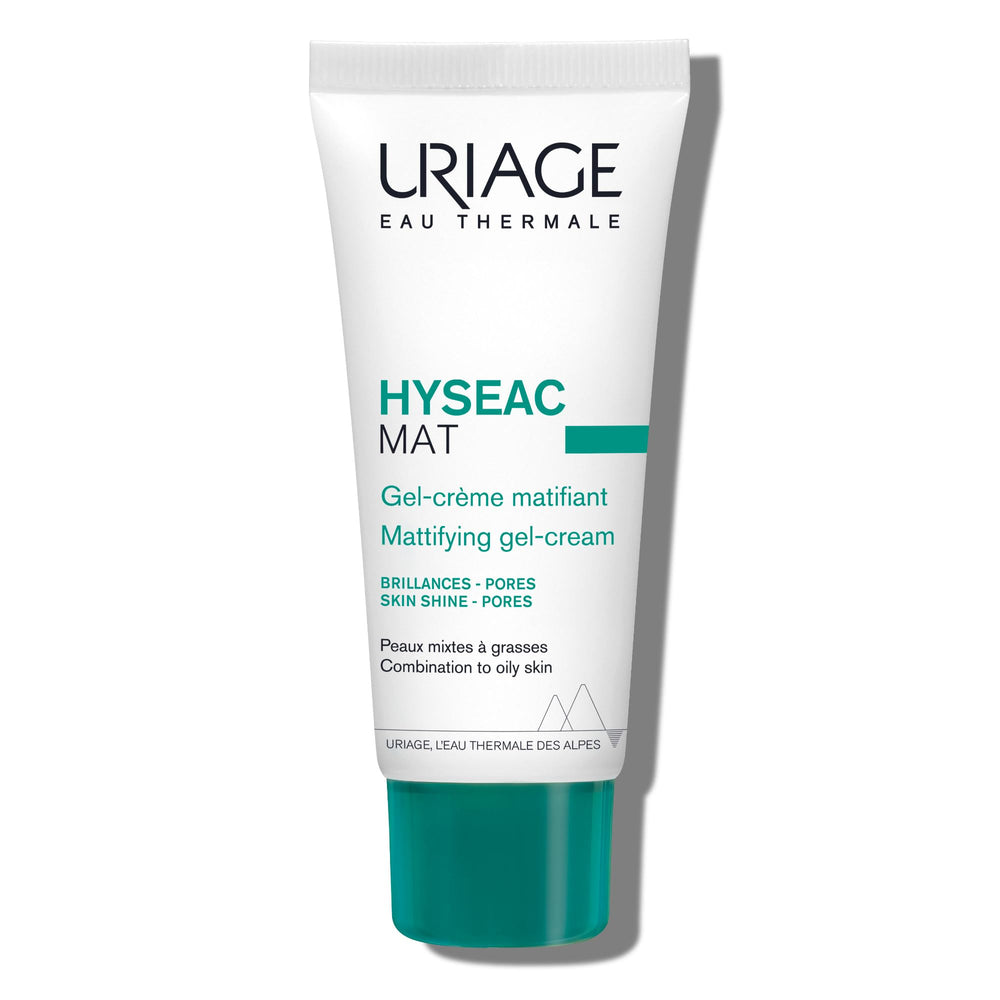 Uriage Hyseac mat gel-cream bottle showcasing a matte finish for everyday primer use