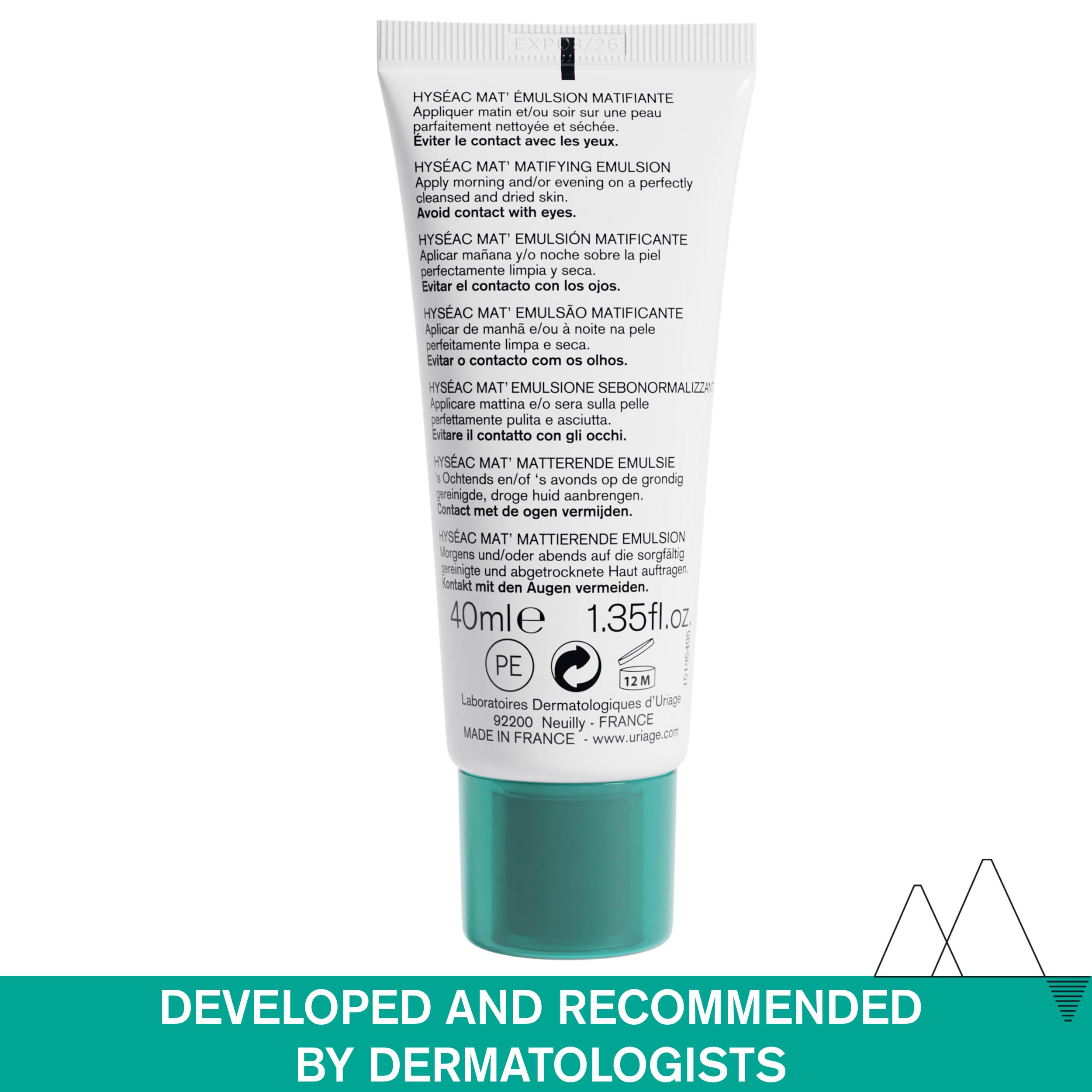 Uriage Hyseac mat gel-cream texture closeup highlighting silky non-greasy feel