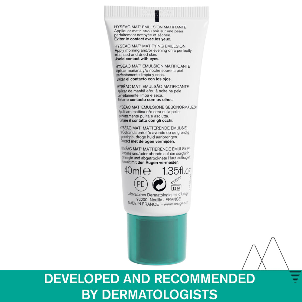 Uriage Hyseac mat gel-cream texture closeup highlighting silky non-greasy feel