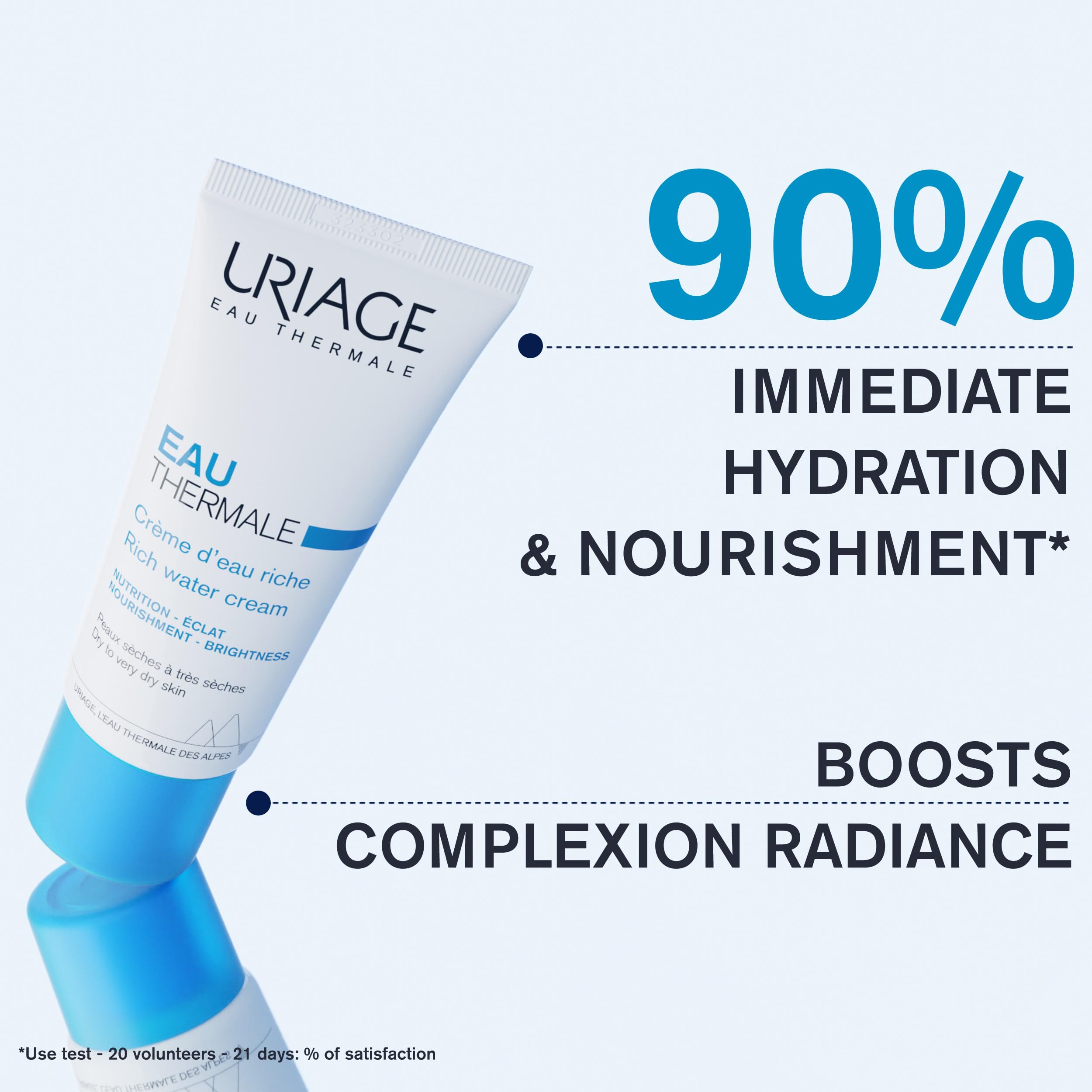 URIAGE Rich Water Cream swirls on skin for a hydrated, non-greasy feel.
