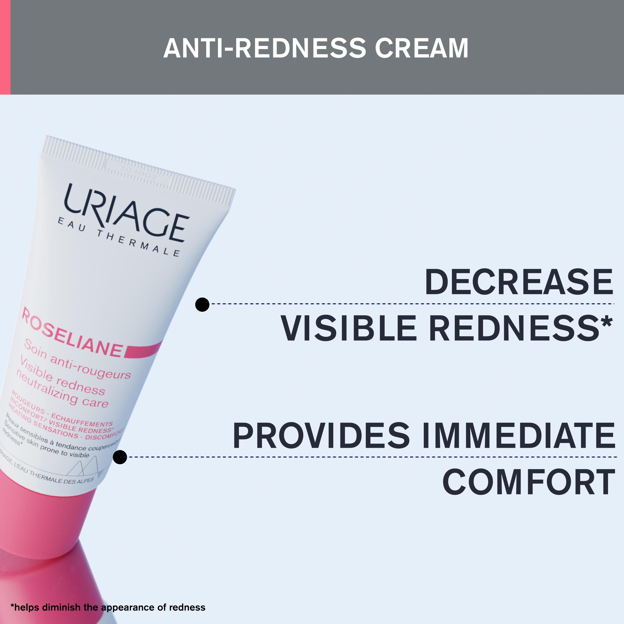 Uriage Roseliane cream jar swirl highlighting rich, barrier-friendly texture.