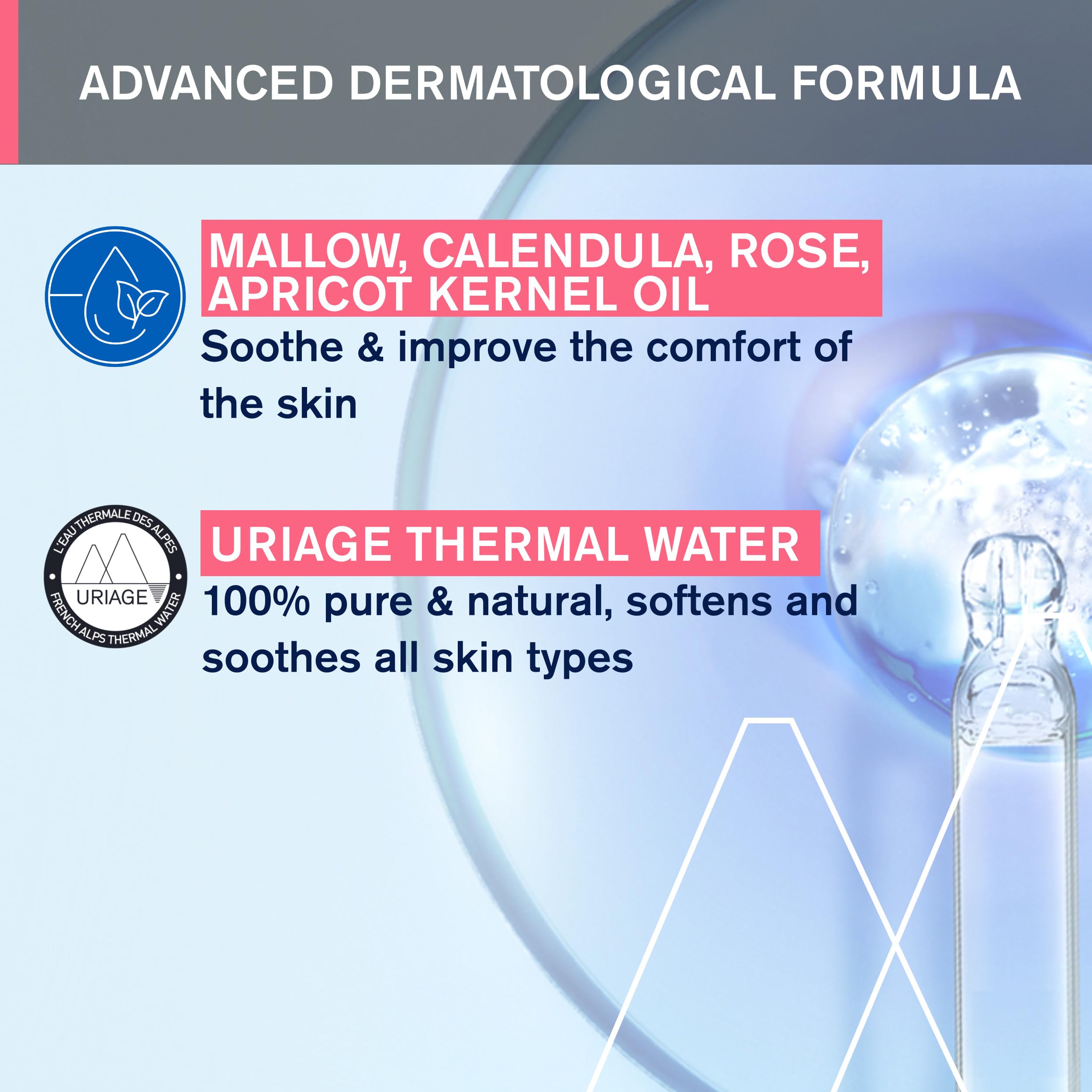 Uriage Roseliane packaging highlights paraben-free 250 mL bottle.