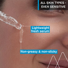 Uriage Serum Booster H.A. pump application demonstrates easy, precise dosing.