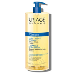 Uriage Xémose cleansing oil bottle (1 L) for gentle face and body cleansing.