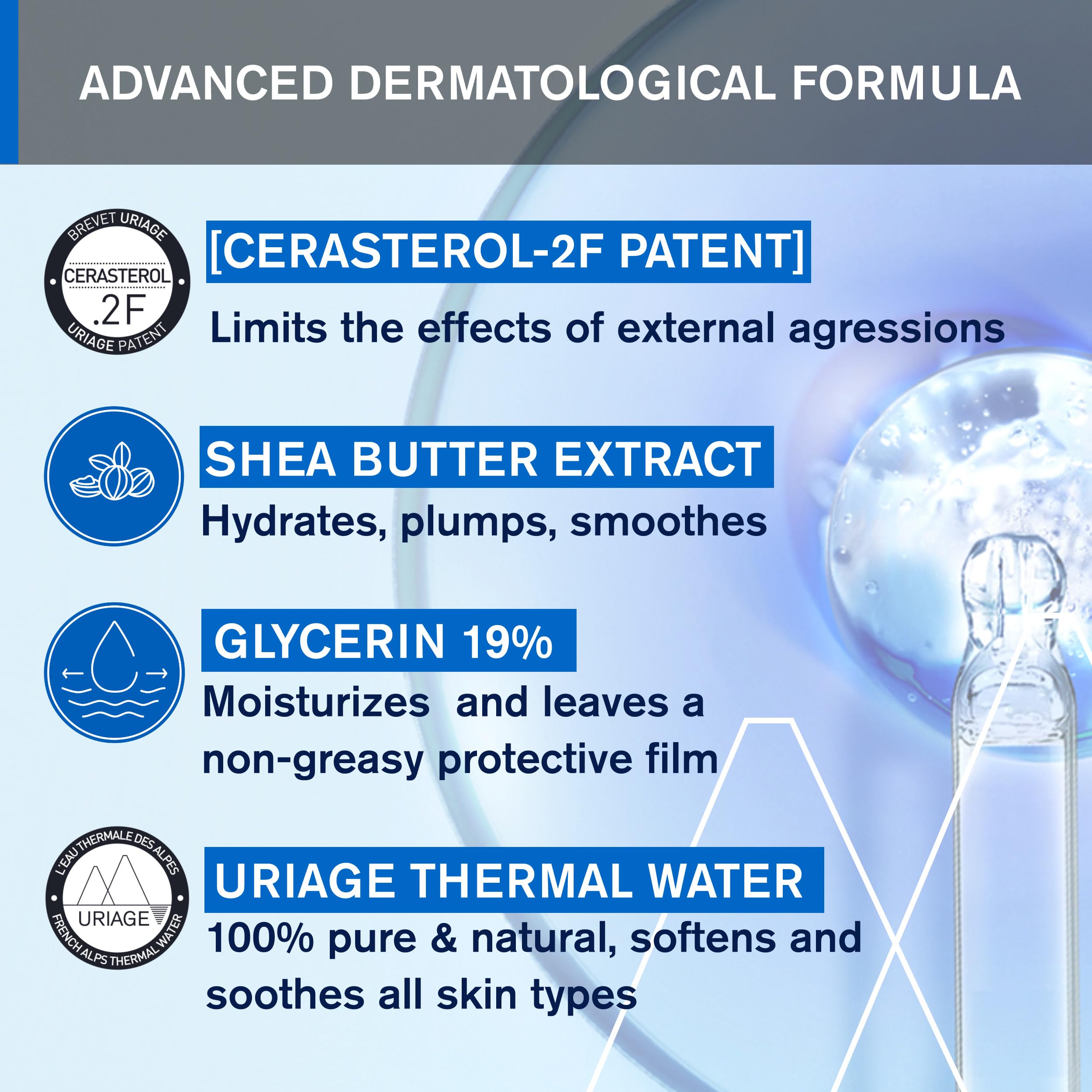 Uriage Xémose cleansing oil applied to skin for gentle cleansing.