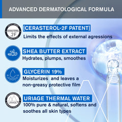 Uriage Xémose cleansing oil applied to skin for gentle cleansing.
