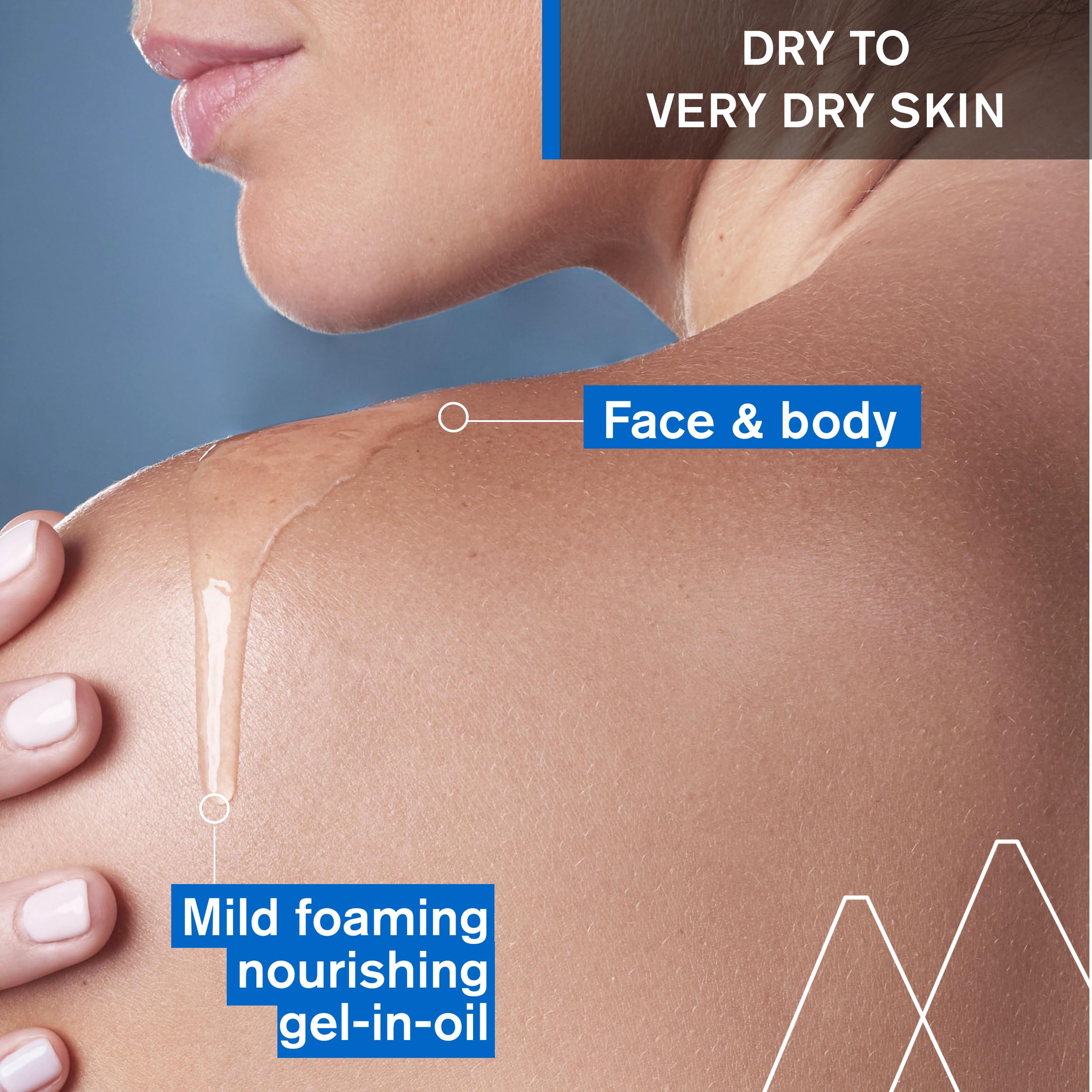 Uriage Xémose cleansing oil applied to face and body for nourishing care.