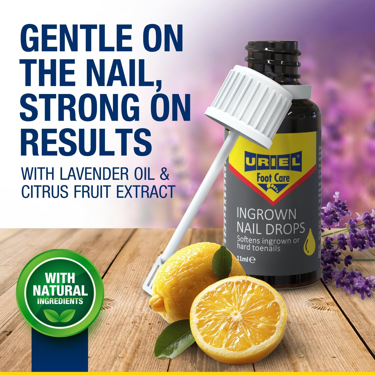 URIEL UPGRADED natural-ingredients illustration emphasizes pharmacy-grade, safe formula