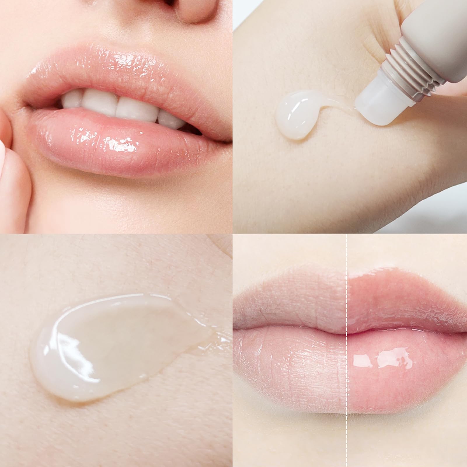 URQT Lip Butter Balm before-after focuses on softened dry lips.