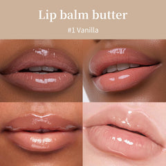 URQT Lip Butter Balm texture close-up reveals rich, lightweight moisture on lips.