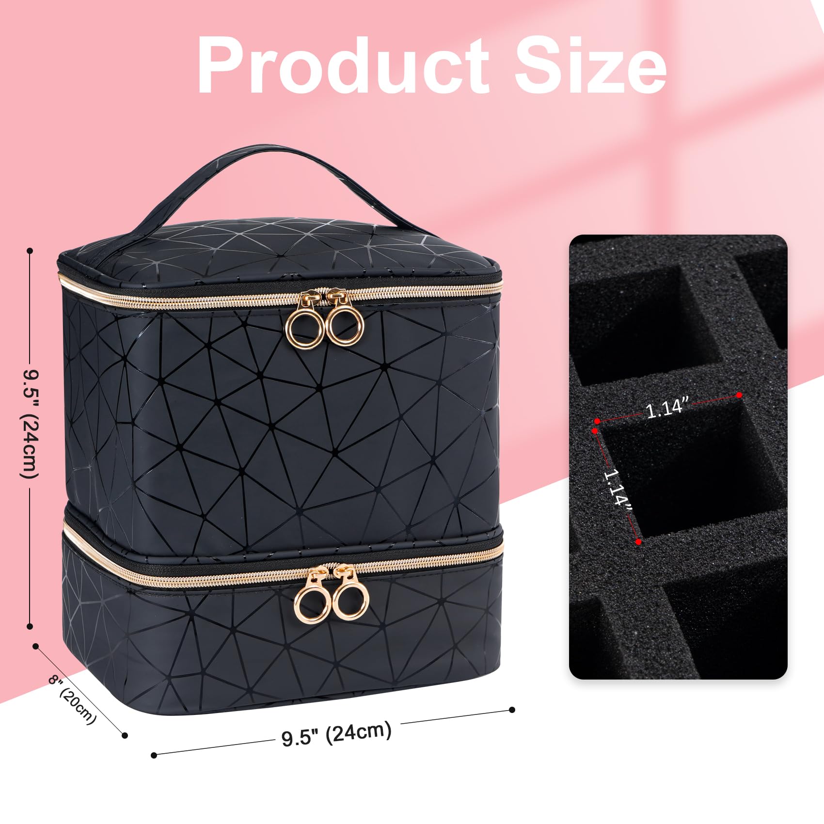Uross nail polish organizer bag in black offers a sleek professional look