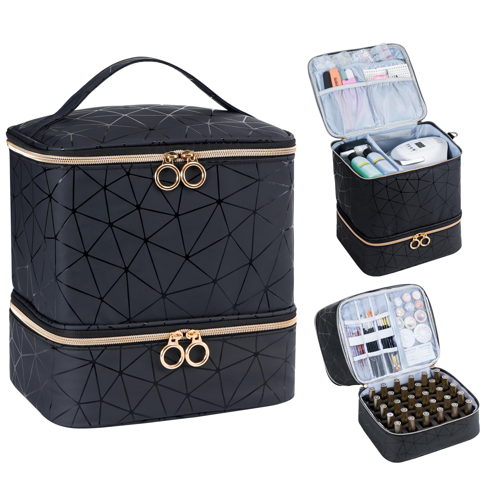 Uross nail polish organizer bag shows large capacity for a tidy collection