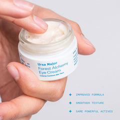 Ursa Major Forest Alchemy Eye Cream label hints chaga brightening and forest-inspired care.