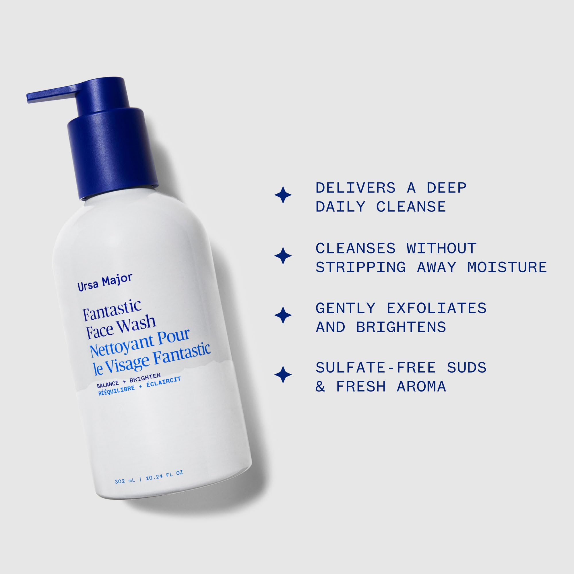 Ursa Major Fantastic Face Wash bottle dispense demonstrates easy daily use