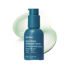 Ursa Major Forest Water Serum bottle close-up highlighting hydrating formula for daily use.