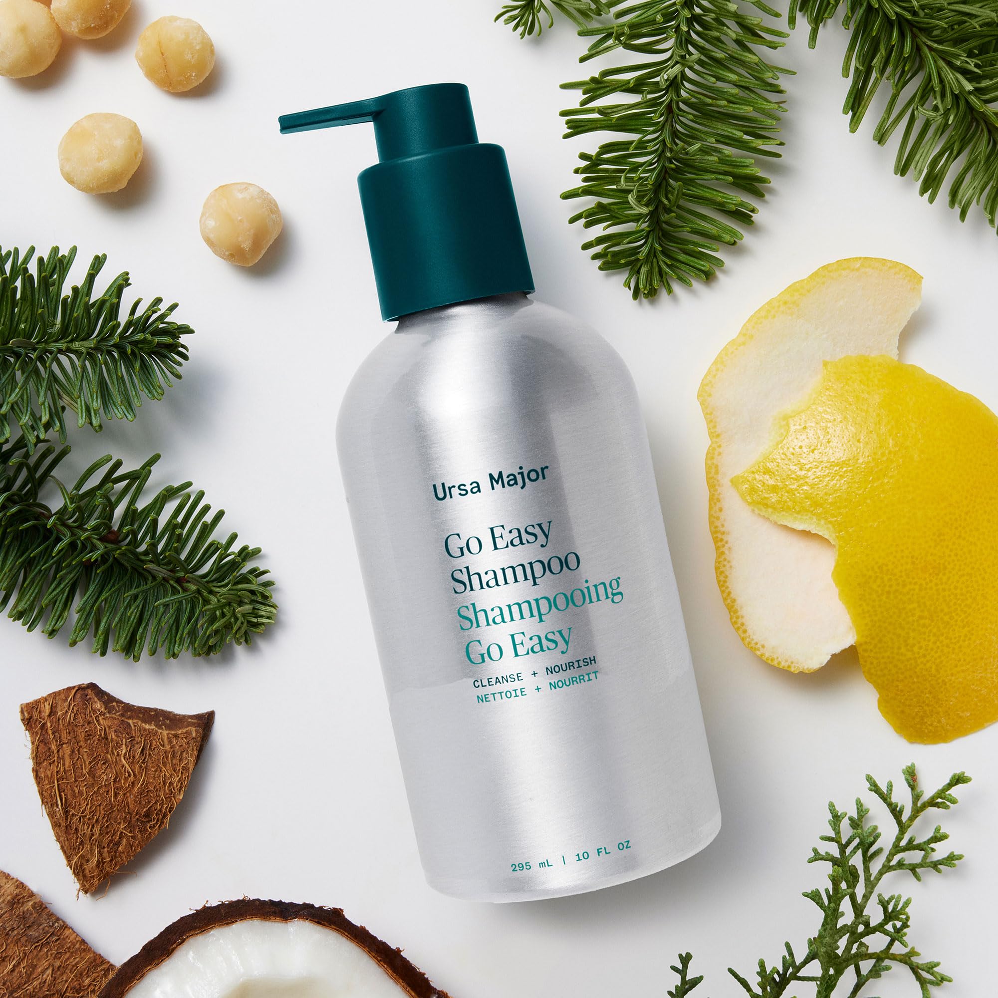 Ursa Major Go Easy Shampoo foam close-up suggests luxurious lather
