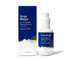 Ursa Major Lunar Bloom Retinal Serum bottle on shelf for nighttime routine