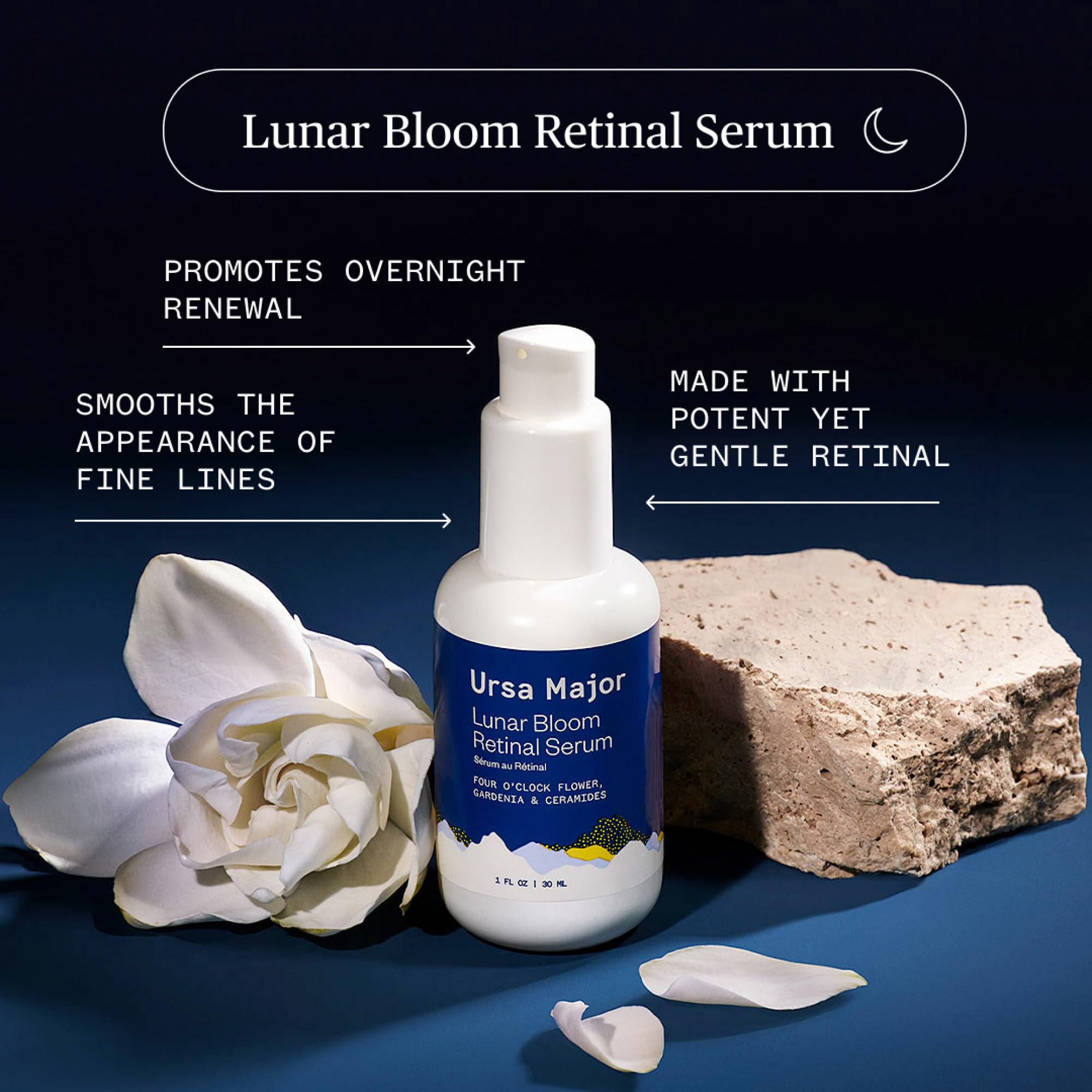 Ursa Major Lunar Bloom Retinal Serum pump dispense for easy use