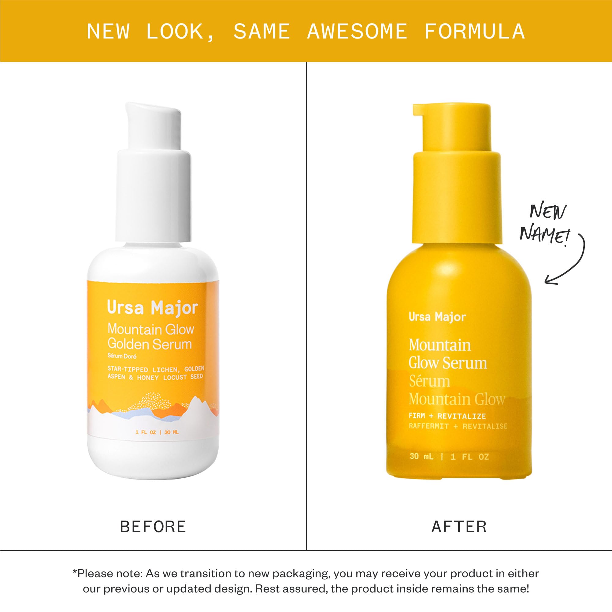 Ursa Major Mountain Glow serum texture showcases cream-to-oil transition for quick absorption.