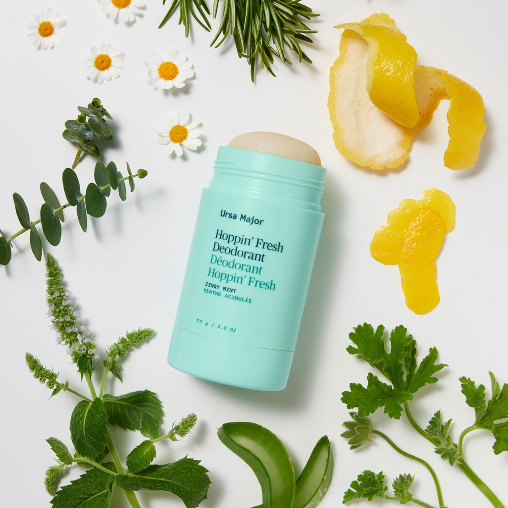 Ursa Major Hoppin' Fresh fragrance closeup showcases peppermint, eucalyptus, rosemary notes.