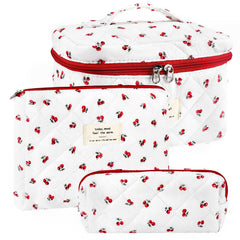 URSKYTOUS 3pc cotton quilted makeup bag set shown together for organized travel