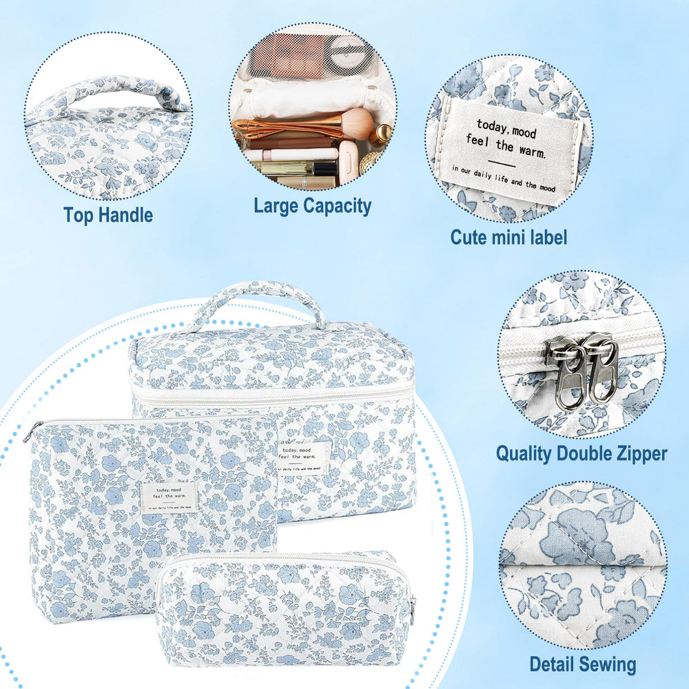 URSKYTOUS zipper-closure makeup bag ensures secure items during travel.