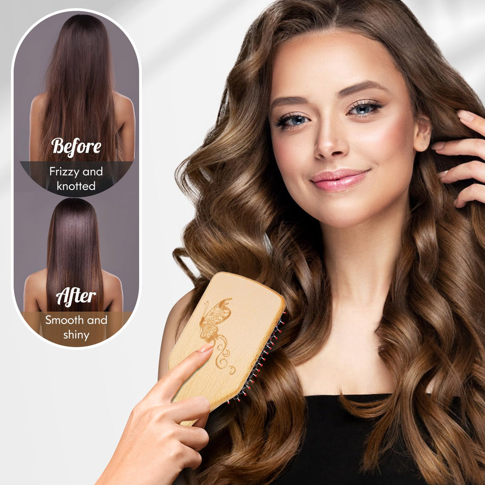 URTHEONE nylon-ball-tip bristles gently massage scalp while brushing.