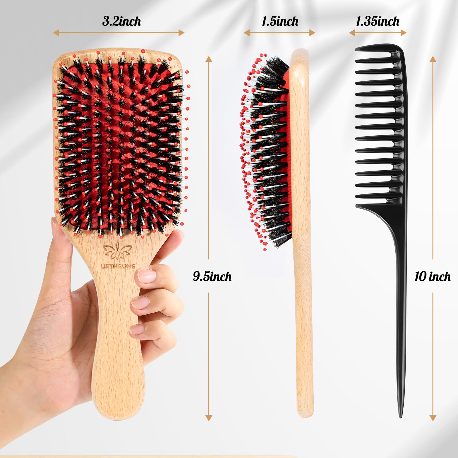 URTHEONE wooden brush set crafted for gift-worthy presentation.