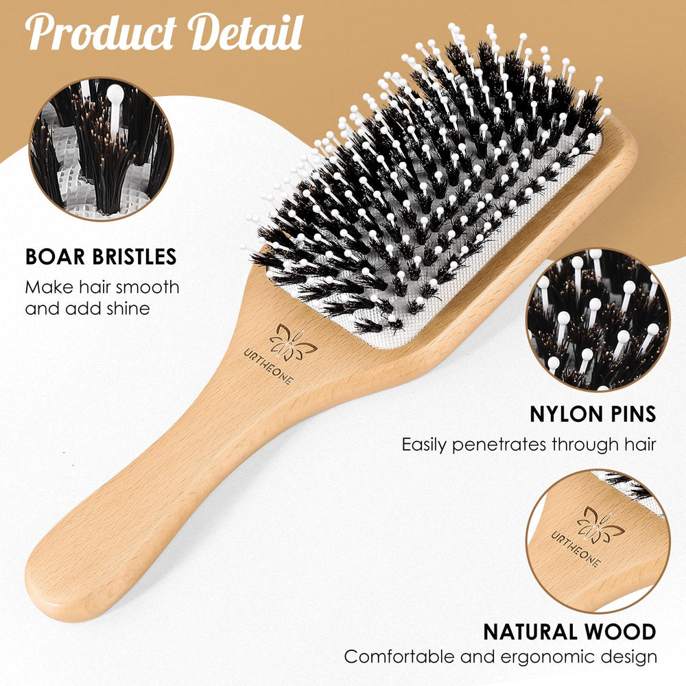 URTHEONE hair brush detangling action demonstrates easy glide through knots.