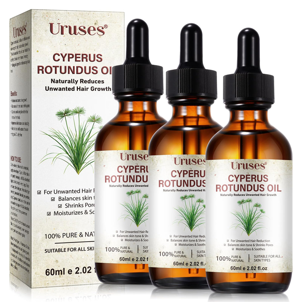 Uruses Cyperus Rotundus Oil bottle for a natural skincare routine.