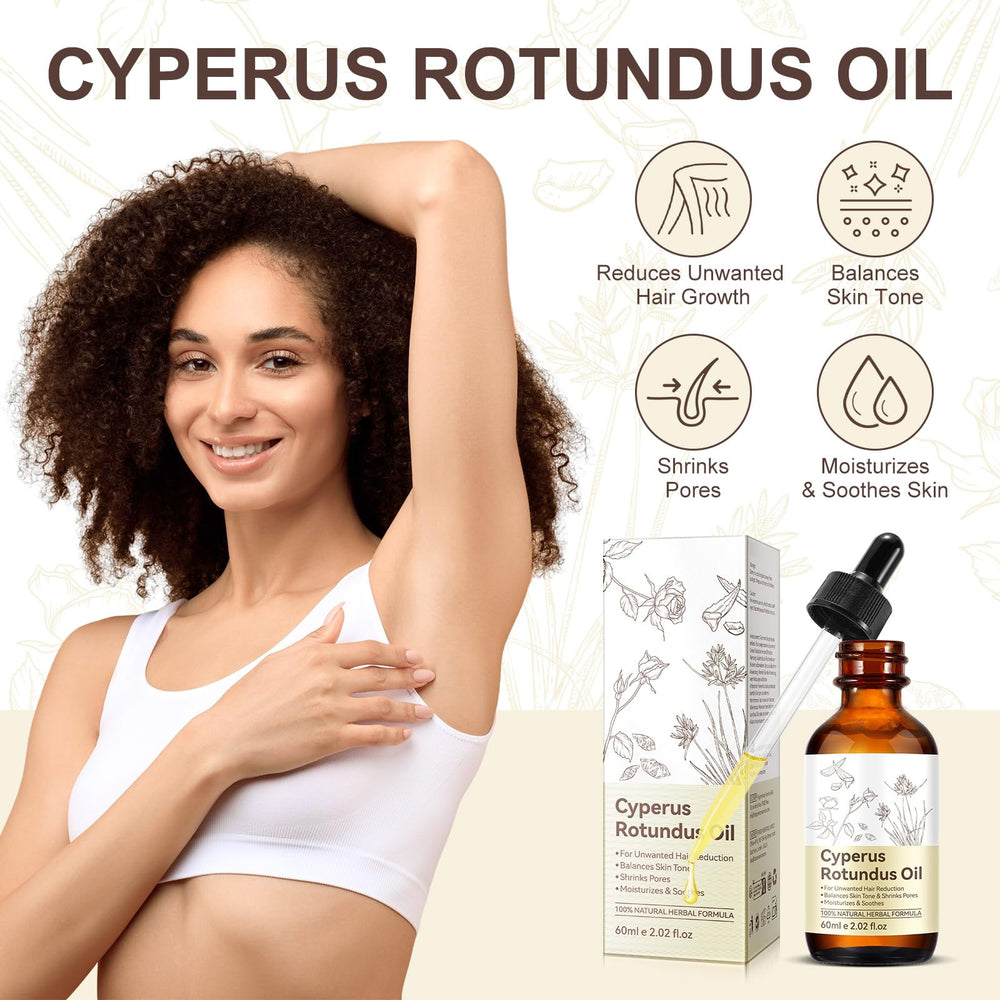 Uruses Cyperus Rotundus Oil bottle closeup highlighting natural ingredients for skin care