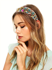 Urwomin Baroque crystal headband colorful beads enhances party-ready outfits