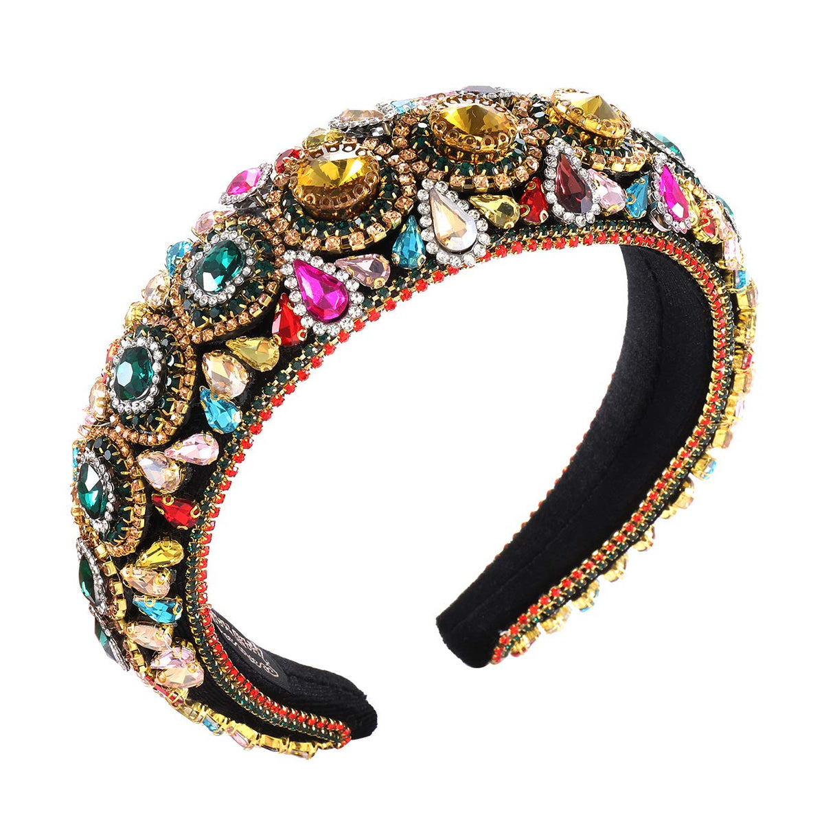 Urwomin Rhinestone padded headband with crystal detail for glamorous events