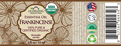 US Organic frankincense essential oil diffuser scene delivering calming, woodsy ambience.