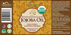 US Organic Jojoba Oil label Organic certification signals trusted, single-ingredient purity.
