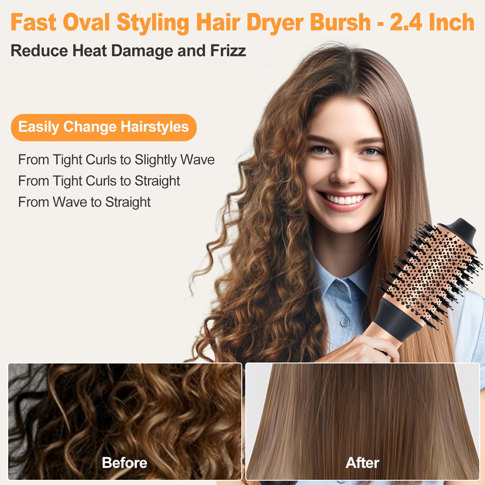 USbelff Hair Styler Dryer Brush ceramic coating and ionic care for shine